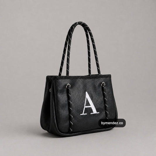 Bolso MINI Tote Bag Black | Personalizado con tu Inicial