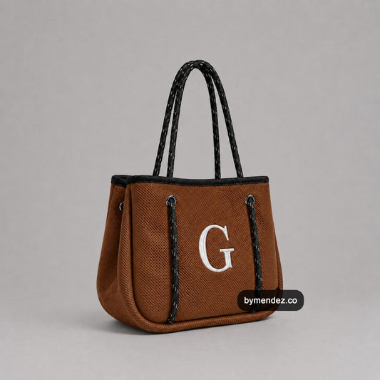 Bolso MINI Tote Bag Brown | Personalizado con tu Inicial