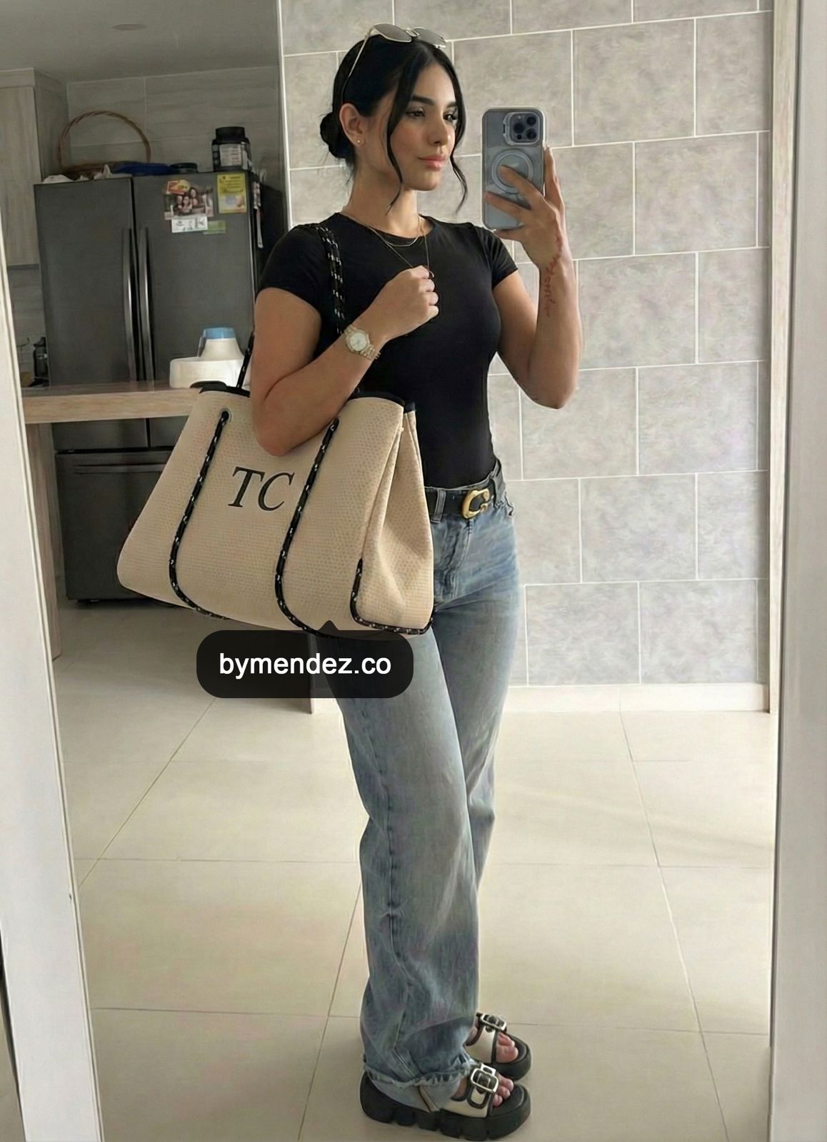 Bolso Tote Bag Beige | Personalizado con Iniciales