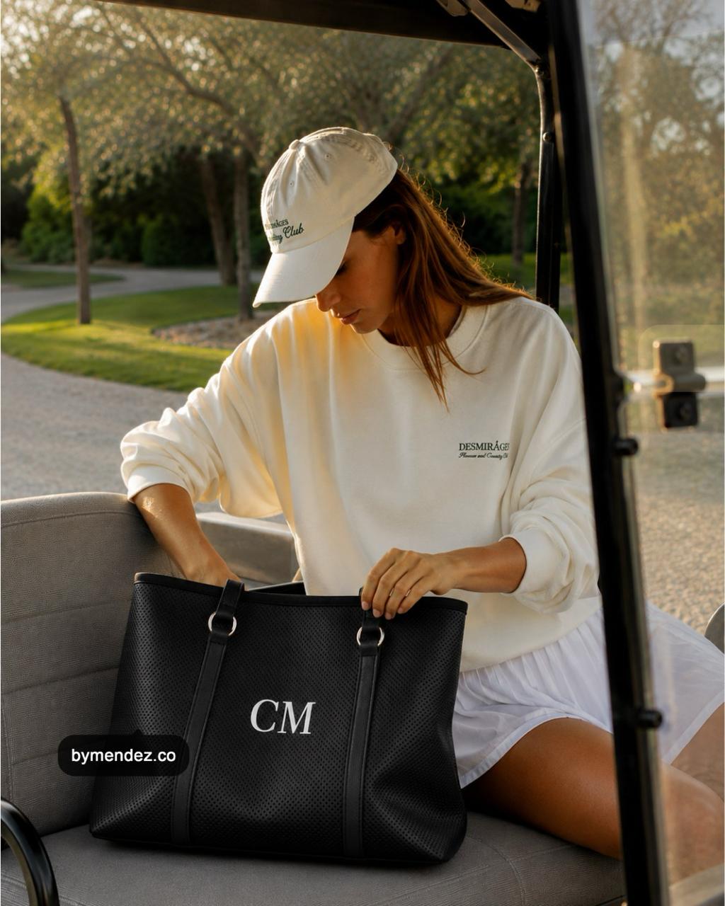 Bolso Tote Bag PRO Black personalizado con iniciales, cuero vegano BYMENDEZ