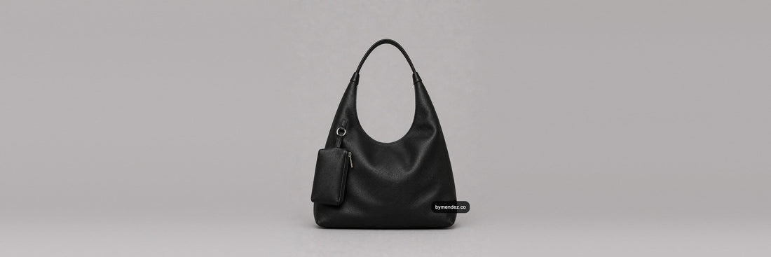 Bolso Hobo Bag Black de BYMENDEZ en cuero vegano, con su monedero