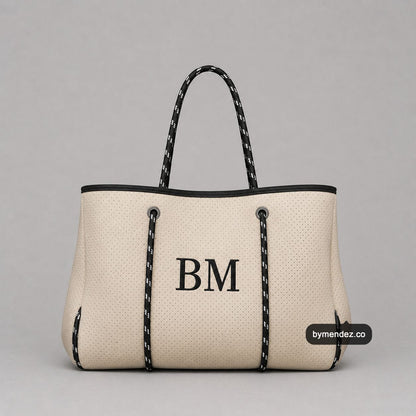 Bolso Tote Bag Beige | Personalizado con Iniciales