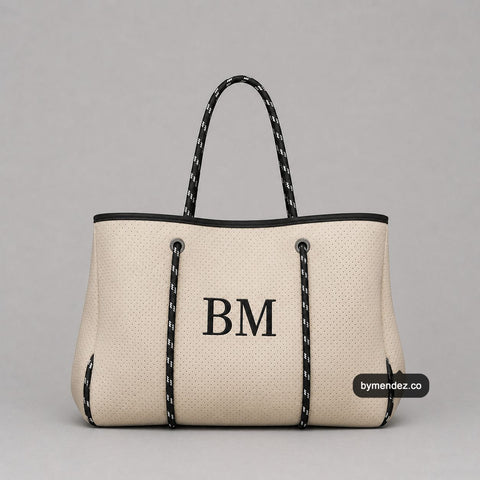 Bolso Tote Bag Beige | Personalizado con Iniciales