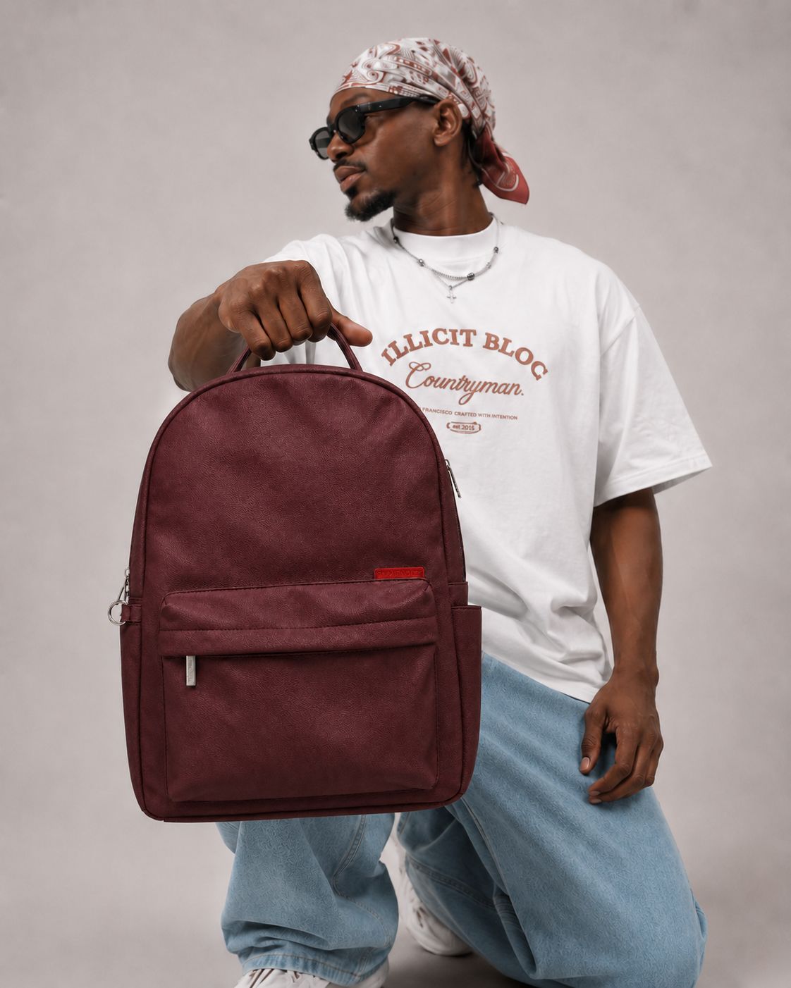Morral Classic Wine Premium en cuero vegano BYMENDEZ