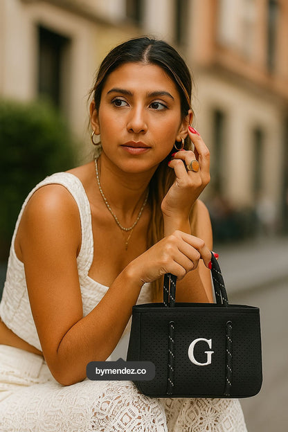 Bolso MINI Tote Bag Black | Personalizado con tu Inicial