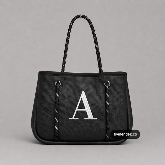 Bolso MINI Tote Bag Black | Personalizado con tu Inicial