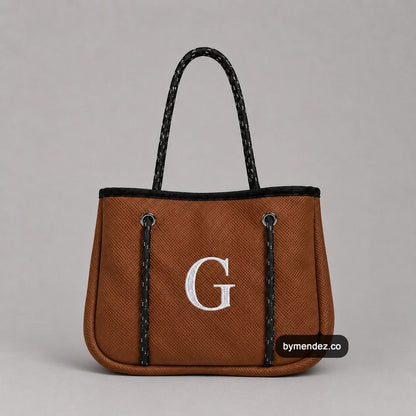Bolso MINI Tote Bag Brown | Personalizado con tu Inicial