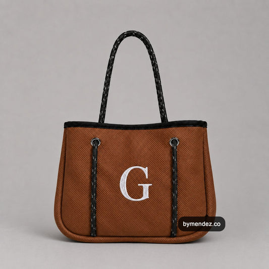 Bolso MINI Tote Bag Brown | Personalizado con tu Inicial