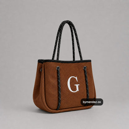 Bolso MINI Tote Bag Brown | Personalizado con tu Inicial