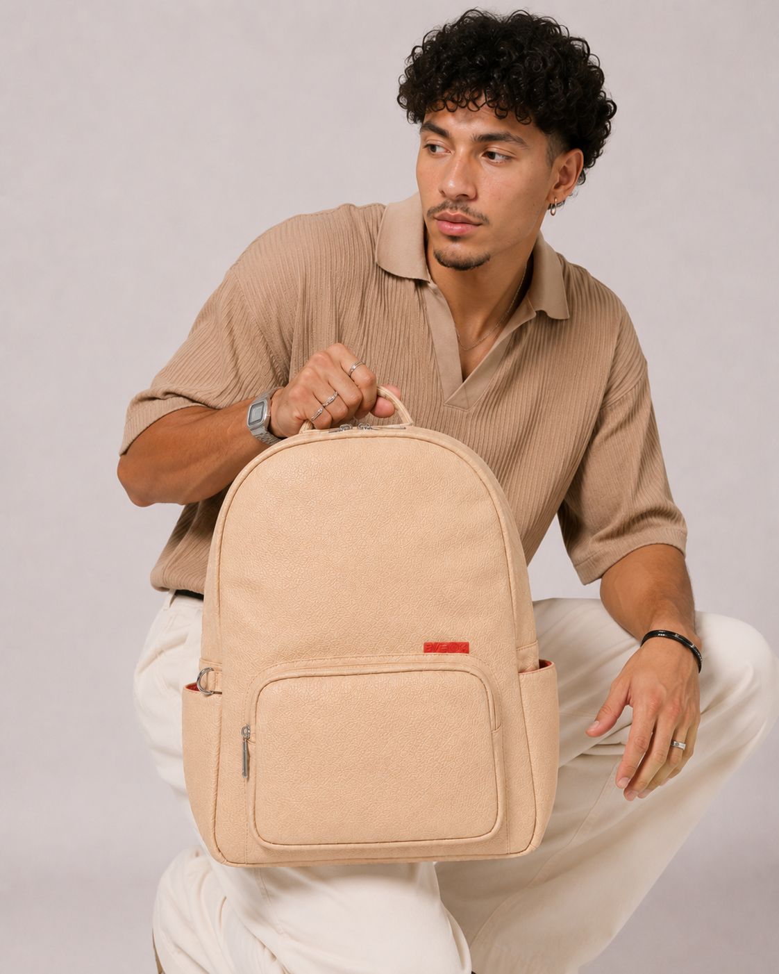 Morral Classic PRO Beige Premium en cuero vegano BYMENDEZ