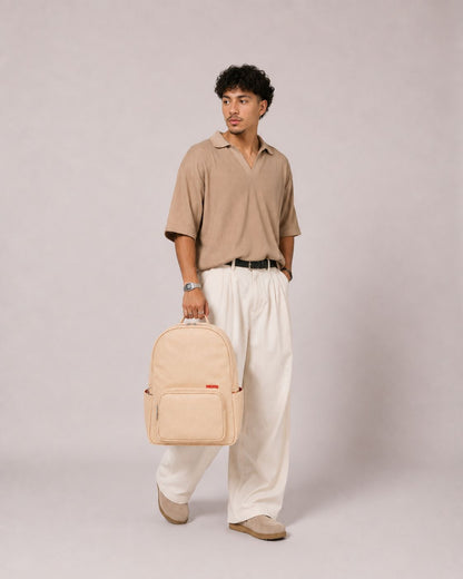 Morral Classic PRO Beige Premium en cuero vegano BYMENDEZ