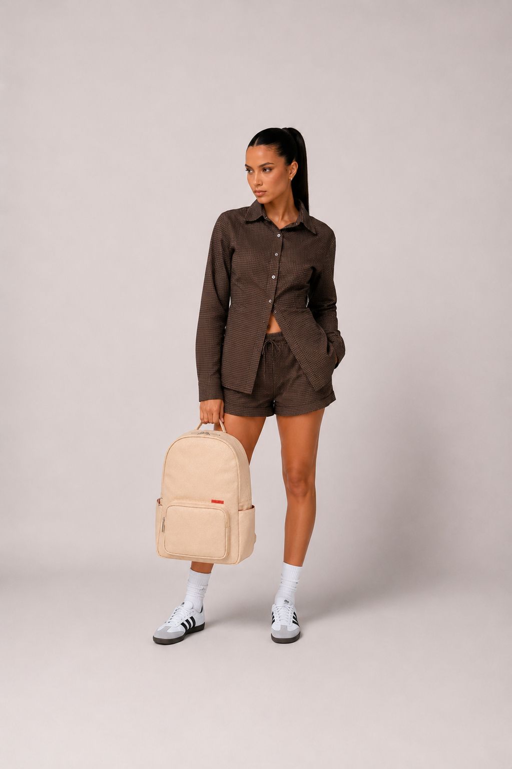Morral Classic PRO Beige Premium en cuero vegano BYMENDEZ