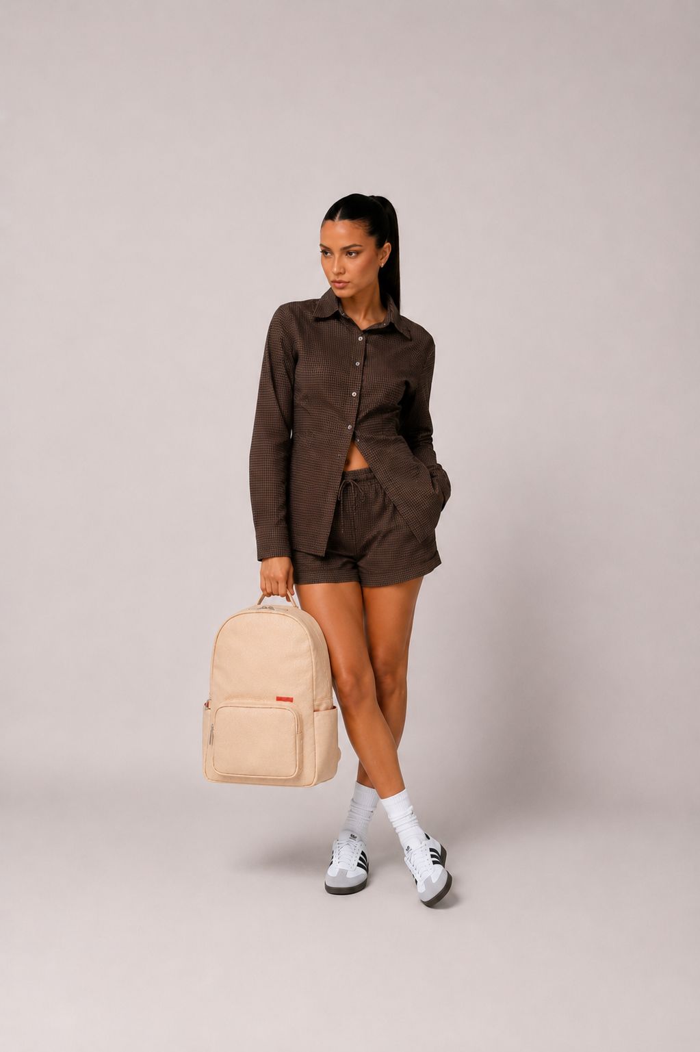 Morral Classic PRO Beige Premium en cuero vegano BYMENDEZ
