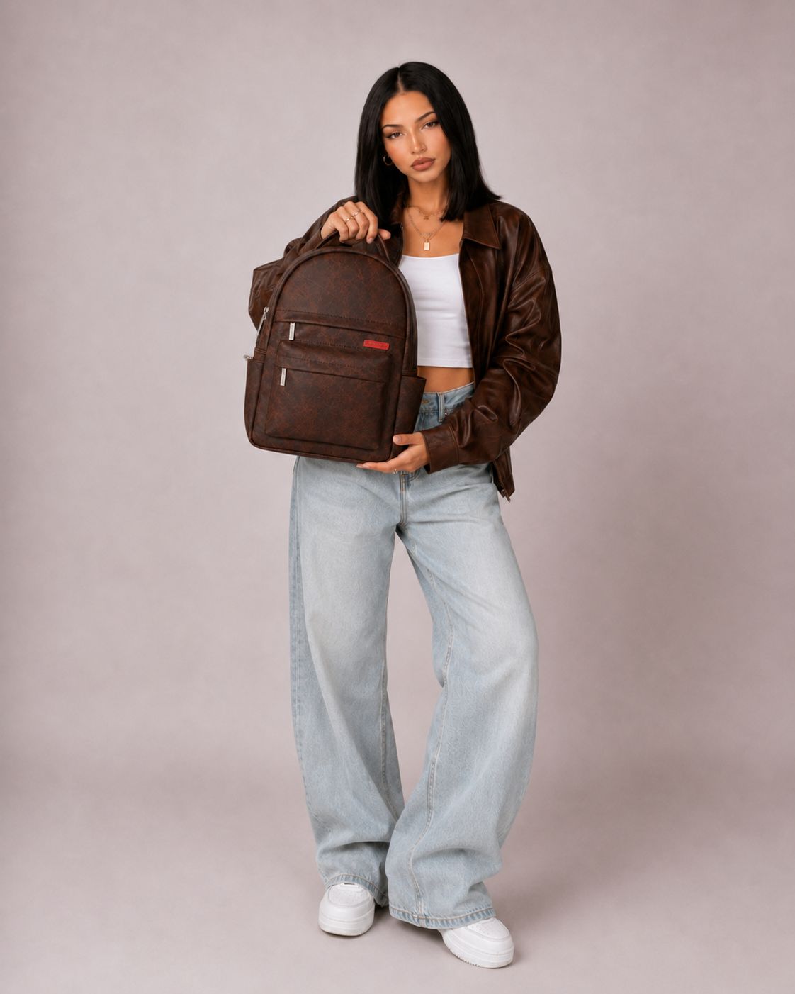 Bolso Niva Brown Premium en cuero vegano BYMENDEZ