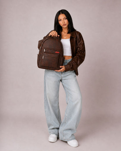 Bolso Niva Brown Premium en cuero vegano BYMENDEZ