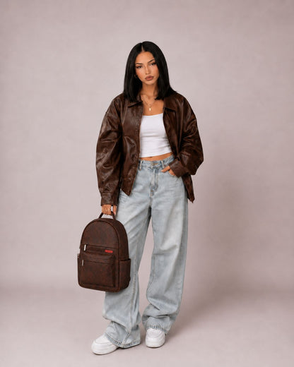 Bolso Niva Brown Premium en cuero vegano BYMENDEZ