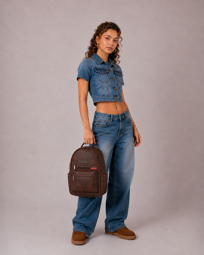 Bolso Niva Brown Premium en cuero vegano BYMENDEZ