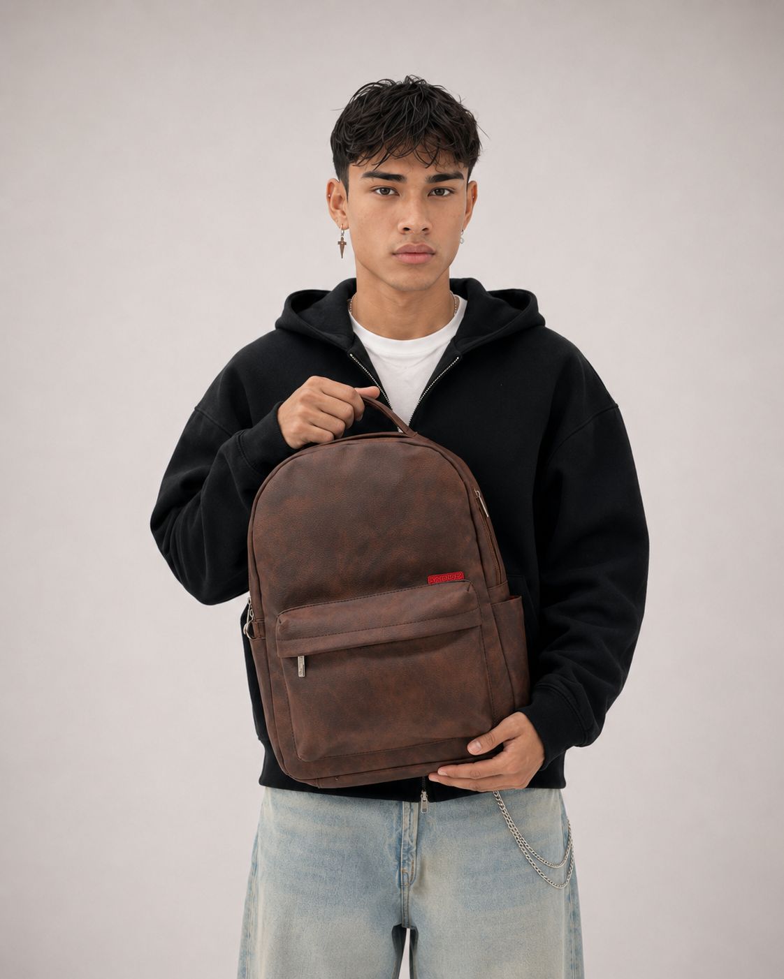 Morral Classic Brown Premium en cuero vegano BYMENDEZ