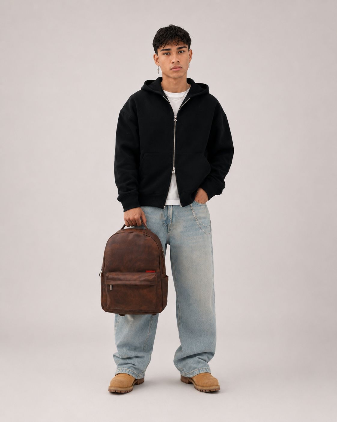 Morral Classic Brown Premium en cuero vegano BYMENDEZ