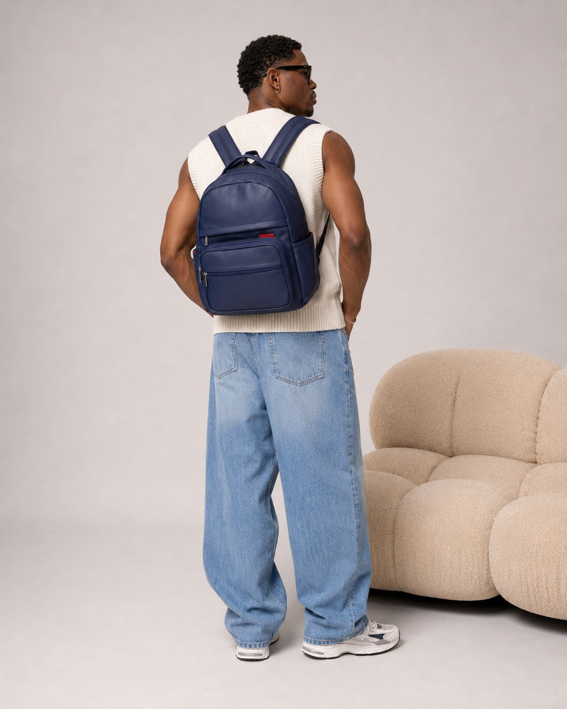 Morral SUPRA Blue, mejor diseño del año, en cuero vegano BYMENDEZ