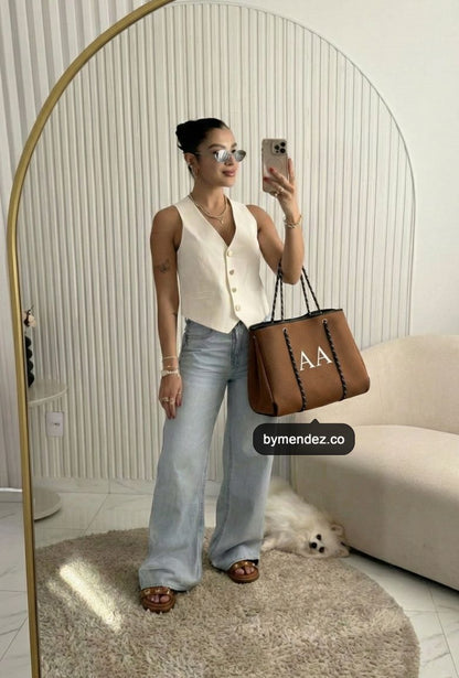 Bolso Tote Bag Brown | Personalizado con Iniciales