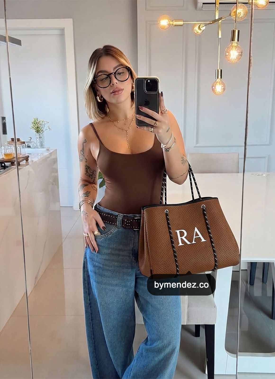 Bolso Tote Bag Brown | Personalizado con Iniciales