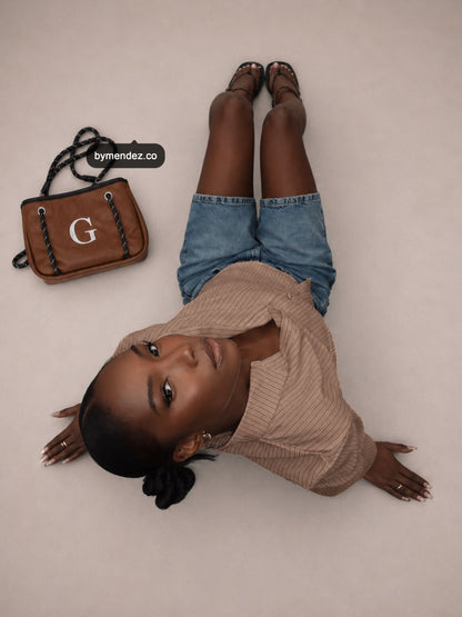 Bolso MINI Tote Bag Brown | Personalizado con tu Inicial