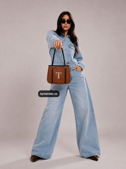 Bolso MINI Tote Bag Brown | Personalizado con tu Inicial