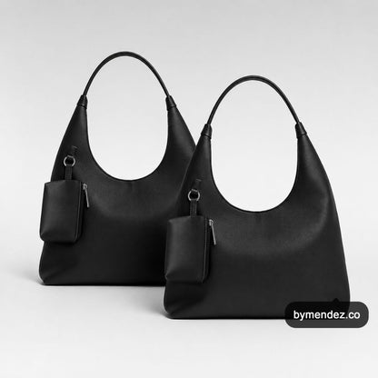 Combo de dos Hobo Bags Black en cuero vegano BYMENDEZ con monederos