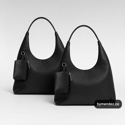 Combo de dos Hobo Bags Black en cuero vegano BYMENDEZ con monederos