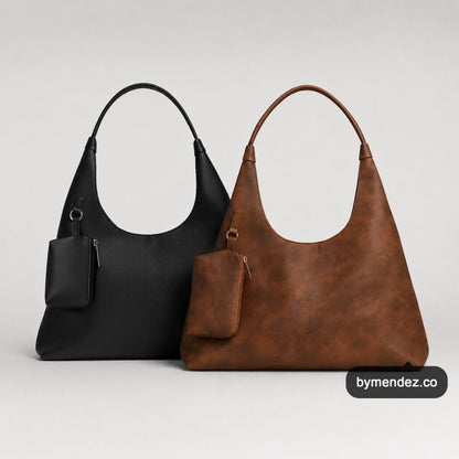 Combo Hobo Bag Black y Brown en cuero vegano BYMENDEZ con monederos