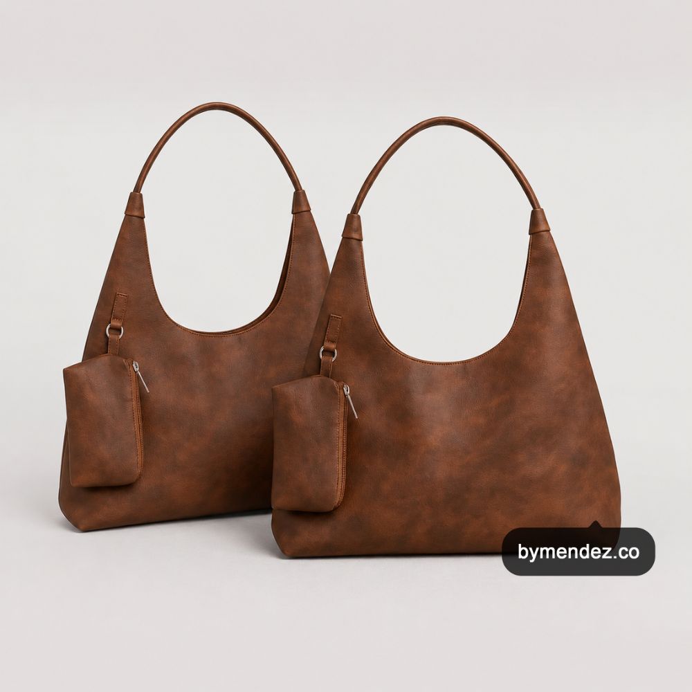 Combo de dos Hobo Bags Brown en cuero vegano BYMENDEZ con monederos