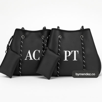 Combo bolsos Tote Bag Black | Personalizado con Iniciales