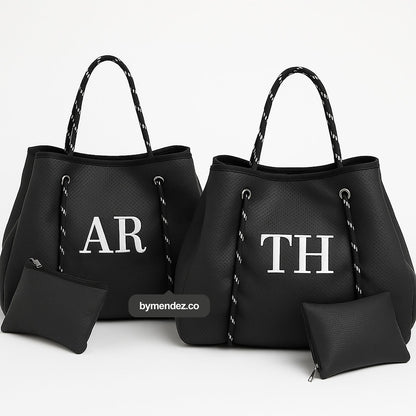 Combo bolsos Tote Bag Black | Personalizado con Iniciales
