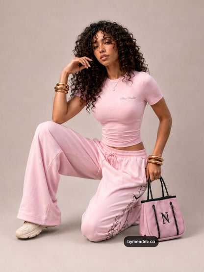 Bolso MINI Tote Bag Pink personalizado con inicial bordada, cuero vegano BYMENDEZ