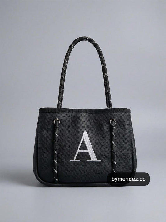 Bolso MINI Tote Bag Black | Personalizado con tu Inicial