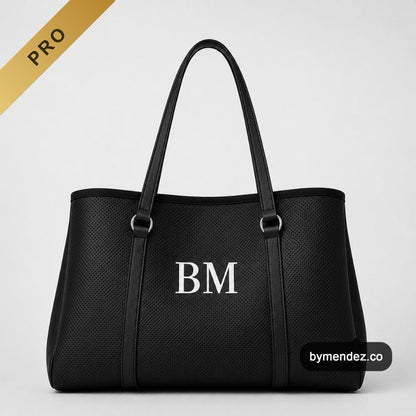 Bolso Tote Bag PRO Black BYMENDEZ con iniciales BM y sello PRO