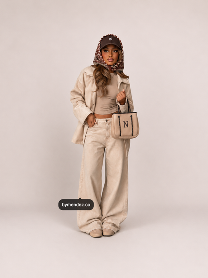 Bolso MINI Tote Bag Beige | Personalizado con tu Inicial
