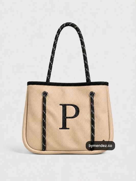Bolso MINI Tote Bag Beige | Personalizado con tu Inicial