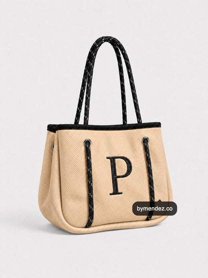Bolso MINI Tote Bag Beige | Personalizado con tu Inicial