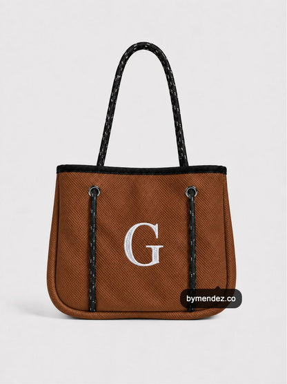 Bolso MINI Tote Bag Brown | Personalizado con tu Inicial