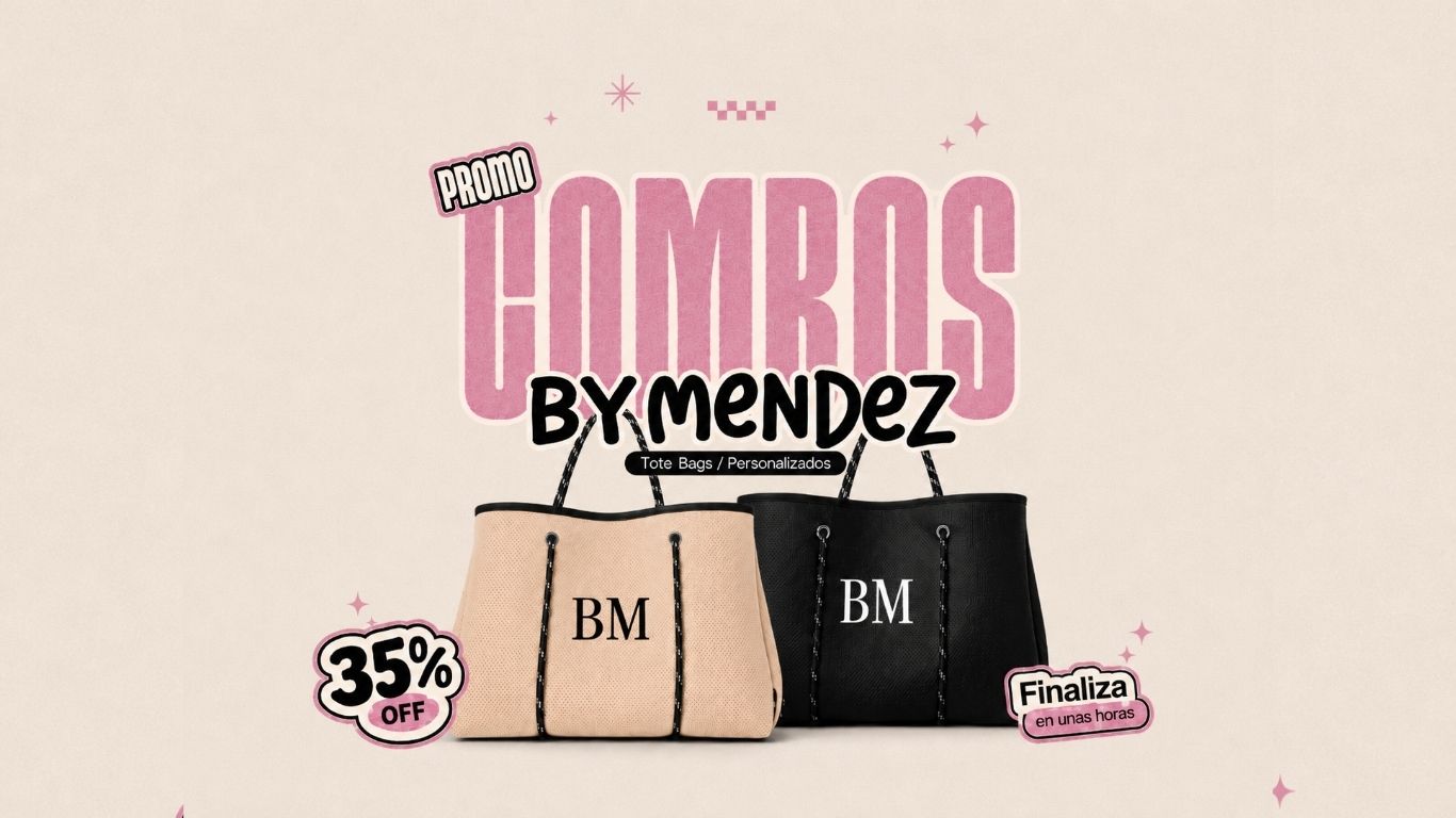 Combo Tote Bag BYMENDEZ personalizado con iniciales
