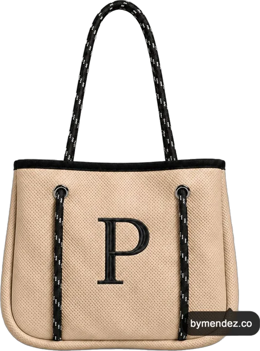 Bolso MINI Tote Bag Beige | Personalizado con tu Inicial: medidas